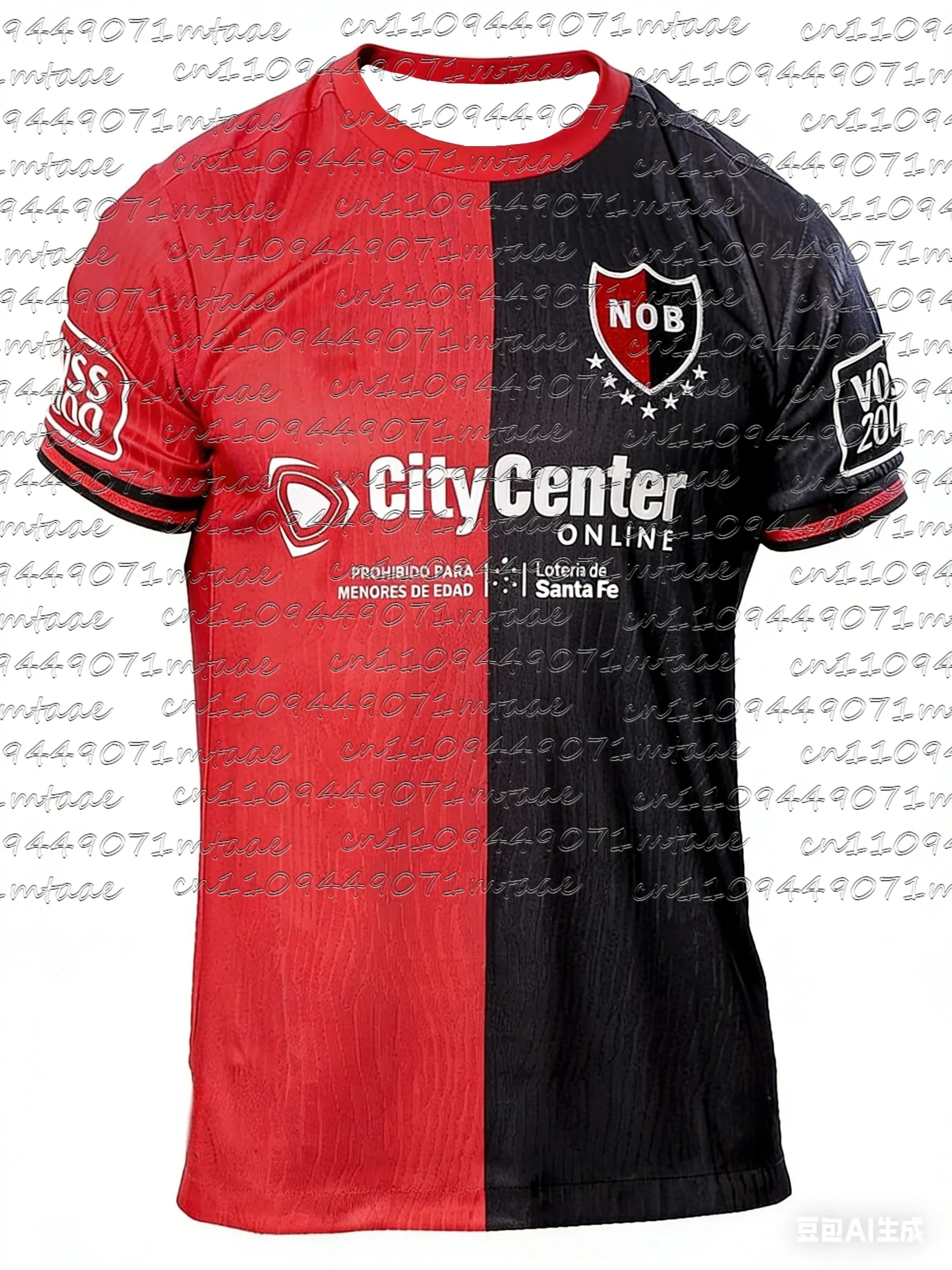 Camiseta de Fútbol Newell's Old Boys Roja y Negra con el Patrocinador CityCenter para Hombre, Primera División Argentina