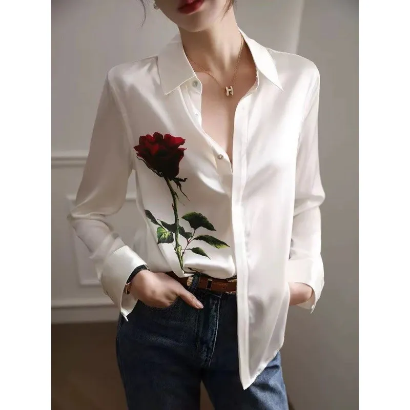 女性用ヘビーシルク irt ロングスベ クリーンフィットデザイン ポリエステル繊維 変形しない 薄いスレ フリップカラー 秋シーズン