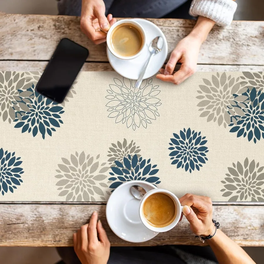 أزرق رمادي الجدول عداء داليا بينتا زهرة الجدول العدائين الحديثة الأنيقة أضاليا مزرعة هندسية الجدول مركز ديكور للمنزل #6