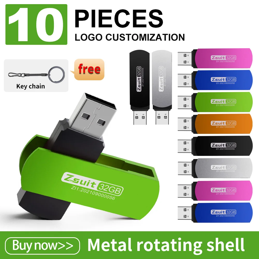 

10PCS/LOT Free LOGO USB Flash Drive 4G 8G 16G Metal Usb Stick With Key Gift High Speed Memory U Disk Pendrive 3.0/2.0 Free Shipp