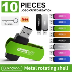 10PCS/LOT Free LOGO USB Flash Drive 4G 8G 16G Metal Usb Stick With Key Gift High Speed Memory U Disk Pendrive 3.0/2.0 Free Shipp