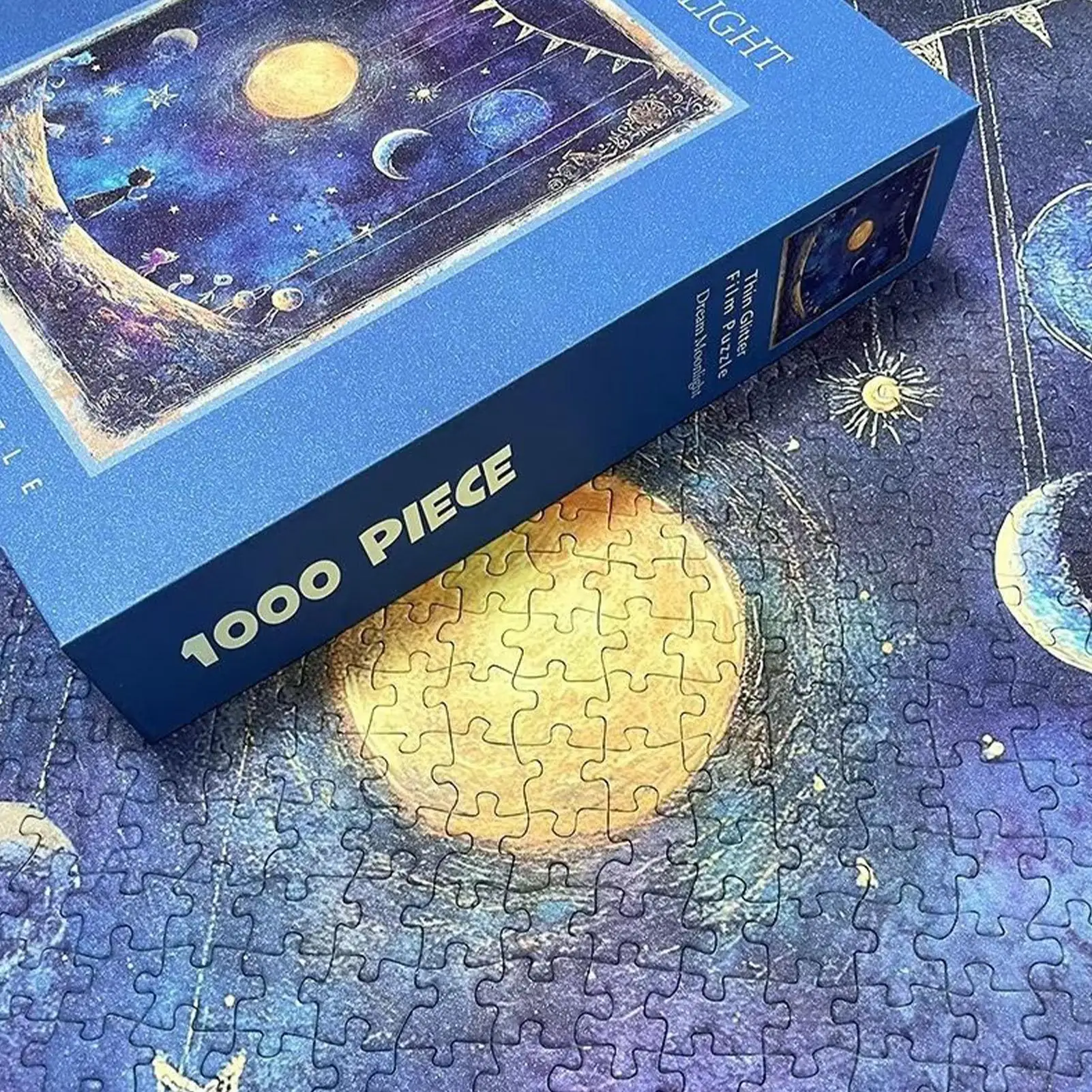 لغز السماء المرصعة بالنجوم 27.5 × 20 بوصة 1000 قطعة ديكور منزلي رومانسي مجموعة ألغاز لامعة للأطفال والكبار مكاتب العمل العائلية والمدرسة #4