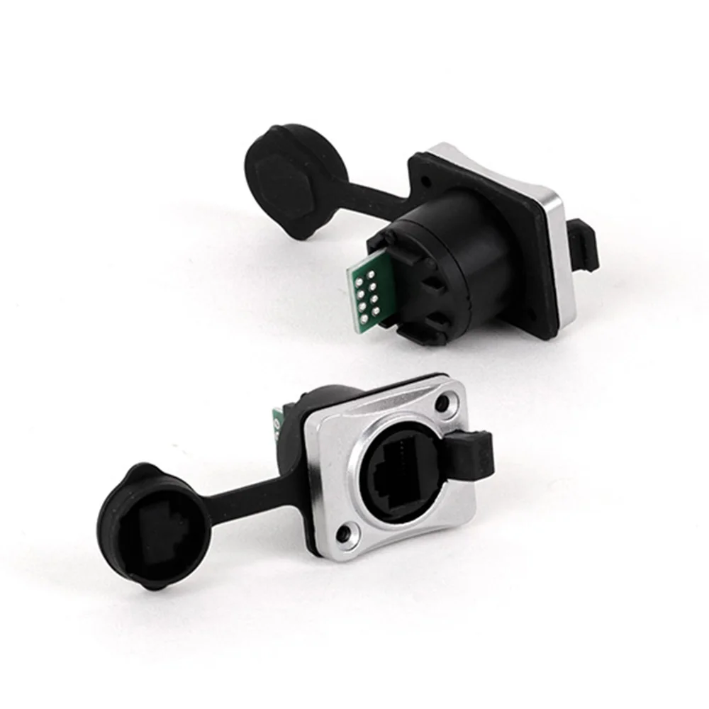 1pc RJ45 Ethernet CAT5 Interface Female LAN Module Panel Mount Coupler IP65 Waterproof Connector Socket with DustCap