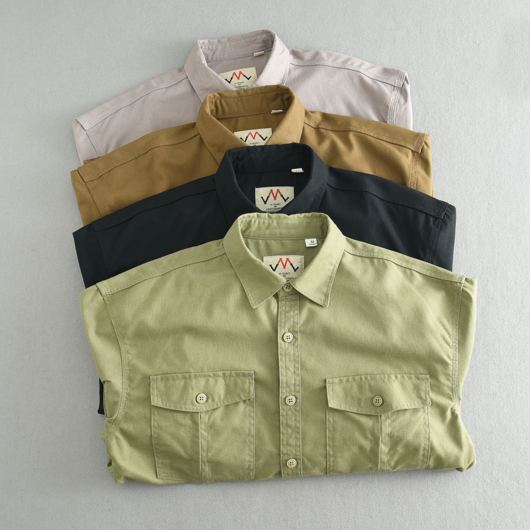 100% cotton all-in-one double patch bag design shirt imitation cotton linen solid color casual loose long-sleeved shirt