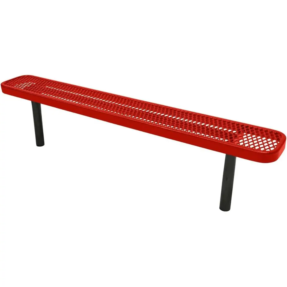 

Durable Outdoor Bench with Thermoplastic Coating, Expanded Metal, Commercial-Grade, Made in USA (Inground, 6ft, Red)