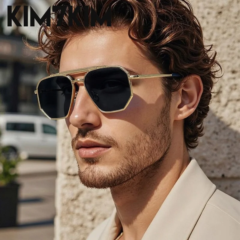 

Steampunk Square Sunglasses Men 2025 Luxury Brand Punk Metal Big Frame Sunglass Vintage Double Beam Eyewear Trendy UV400 Shades