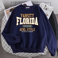 Trend Casual Woman Pullover Florida Superior Athl Style Print Hoody Warm Drop Sleeves