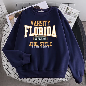 Trend Casual Woman Pullover Florida Superior Athl Style Print Hoody Warm Drop Sleeves