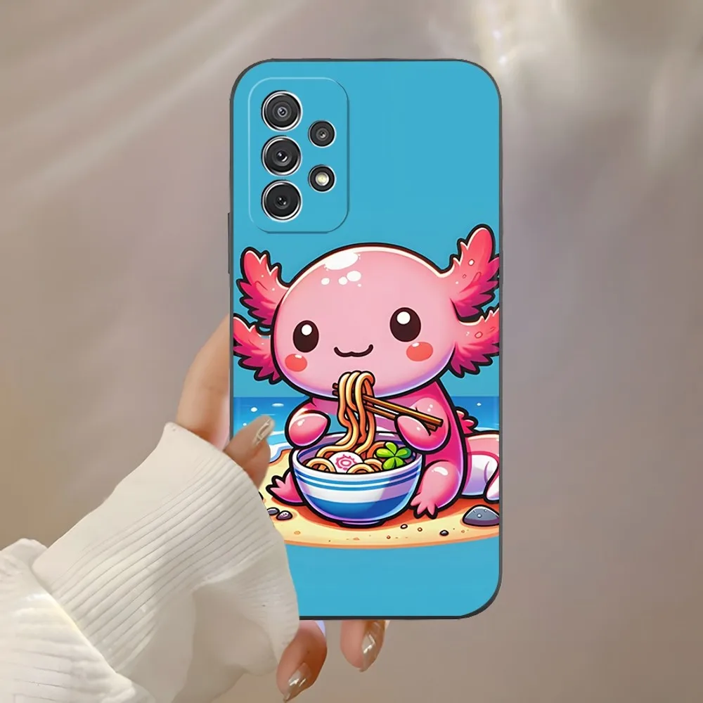 Axolotl and Ramen Phone Case for Samsung S23 Ultra S24 S22 S20 Fe S21 Plus Galaxy A54 A34 A24 A53 M54 Note 20 Back Cover