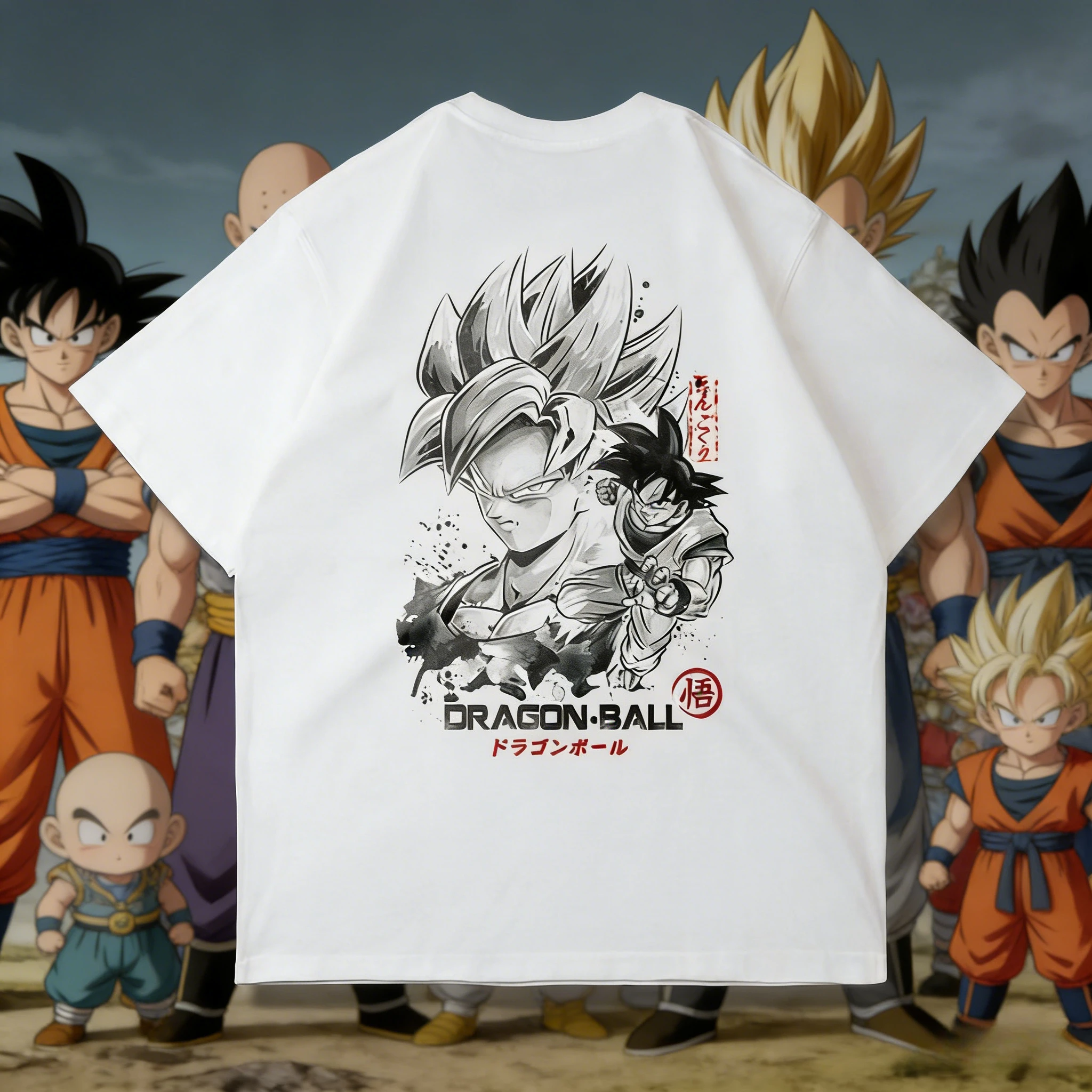

Новая летняя футболка с принтом Dragon Ball к 40-летию, Сон Гоку, 100% хлопок, повседневная уличная одежда унисекс