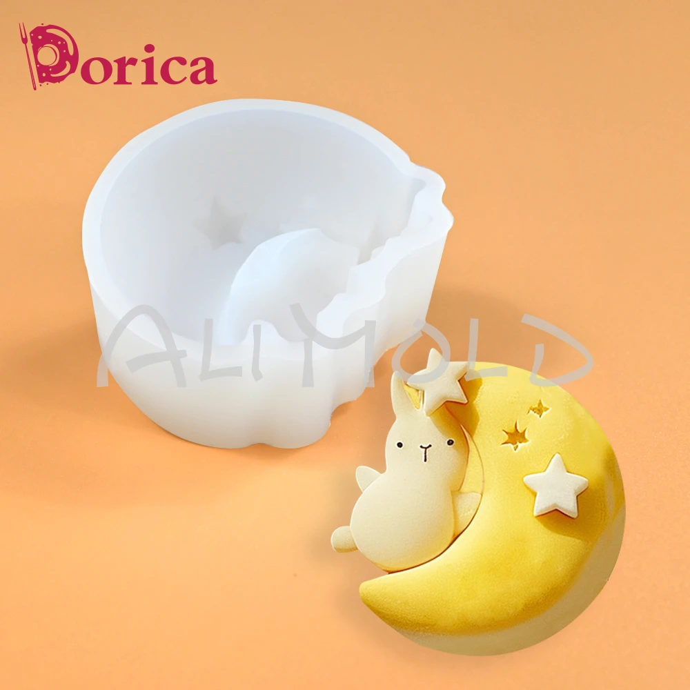 Moon Rabbit Silicone Mold DIY Moon Cake Chocolate Pudding Mousse Cake Mould Aroma Soap Candle Model Cake Decorating Tools Baking