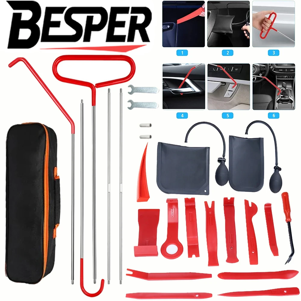 

25/10/9Pcs Car Multifunctional Interior Disassembly Tool Auto Door Repair Open Fixing Gripper Long Reach Tools with Carrying Bag