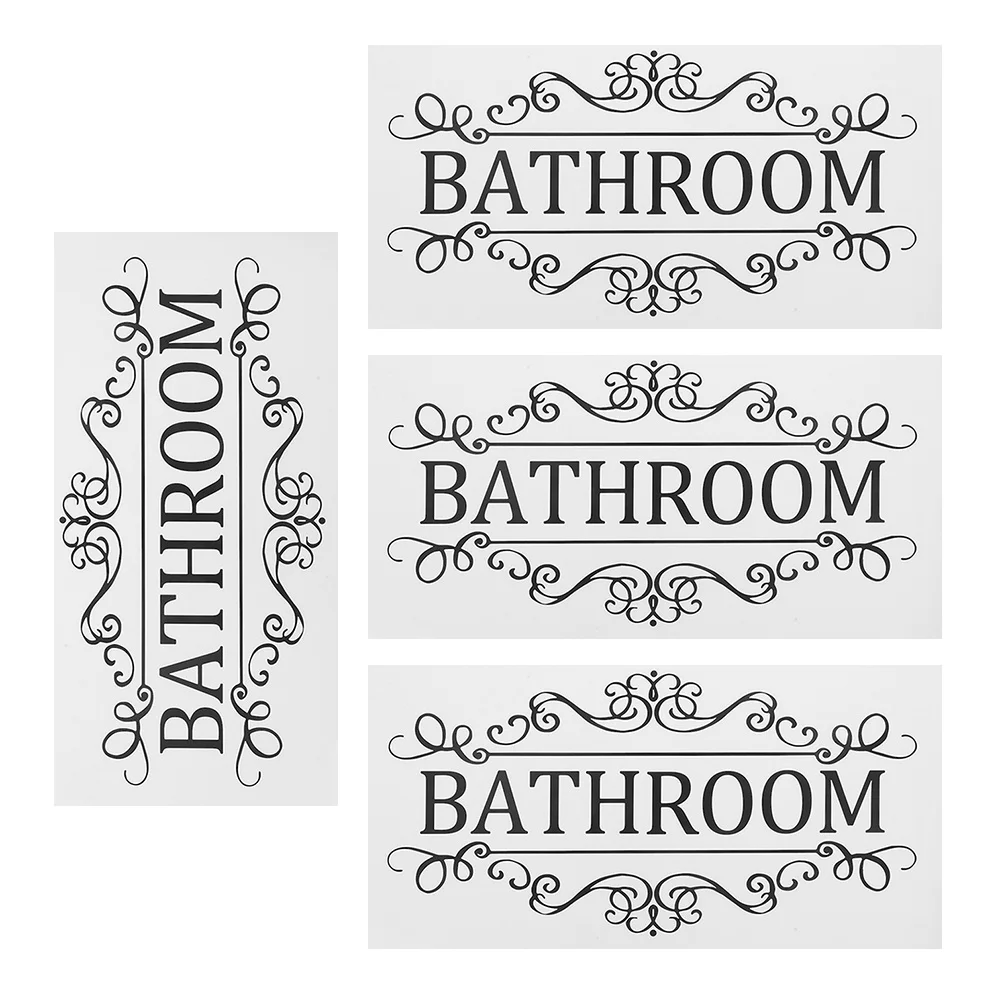 

4Pcs Removable Waterproof Bathroom Sign Decals for Restroom Washroom Toilet Wall Door Decoration Shower Room Decoration
