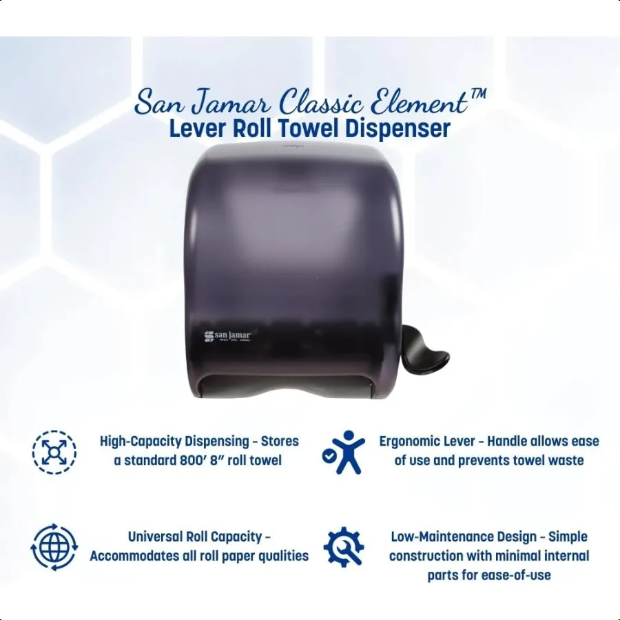 Classic Element Paper Towel Dispenser WallMounted Commercial Roll Dispenser Fits All Core Sizes with Lever for Bathroom Kitchen
