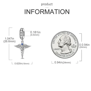 925 قلادة سحر سماعة الطبيب الفضية ، خزانة الأدوية ، الخرز الفريد من نوعه ، سوار MULA صالح ، صنع المجوهرات الراقية DIY أعلى 10 مبيعات زخرفة سماعة الطبيب - No10