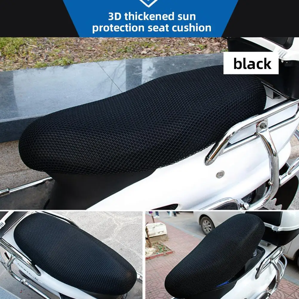 Motorcycle 3DMesh Fabric Anti-skid Pad Summer Heat Cool Sun Protection Breathable Motorbike Scooter Cushion Seat Cover Protector