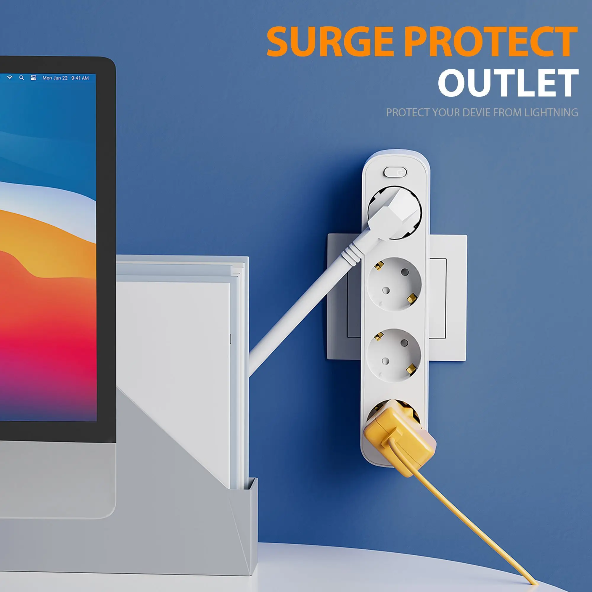 Wall Socket Extender with 2 3 4AC Outlets  Ports EU Plug Power Adapter Overload Protection Switch for Home/Office