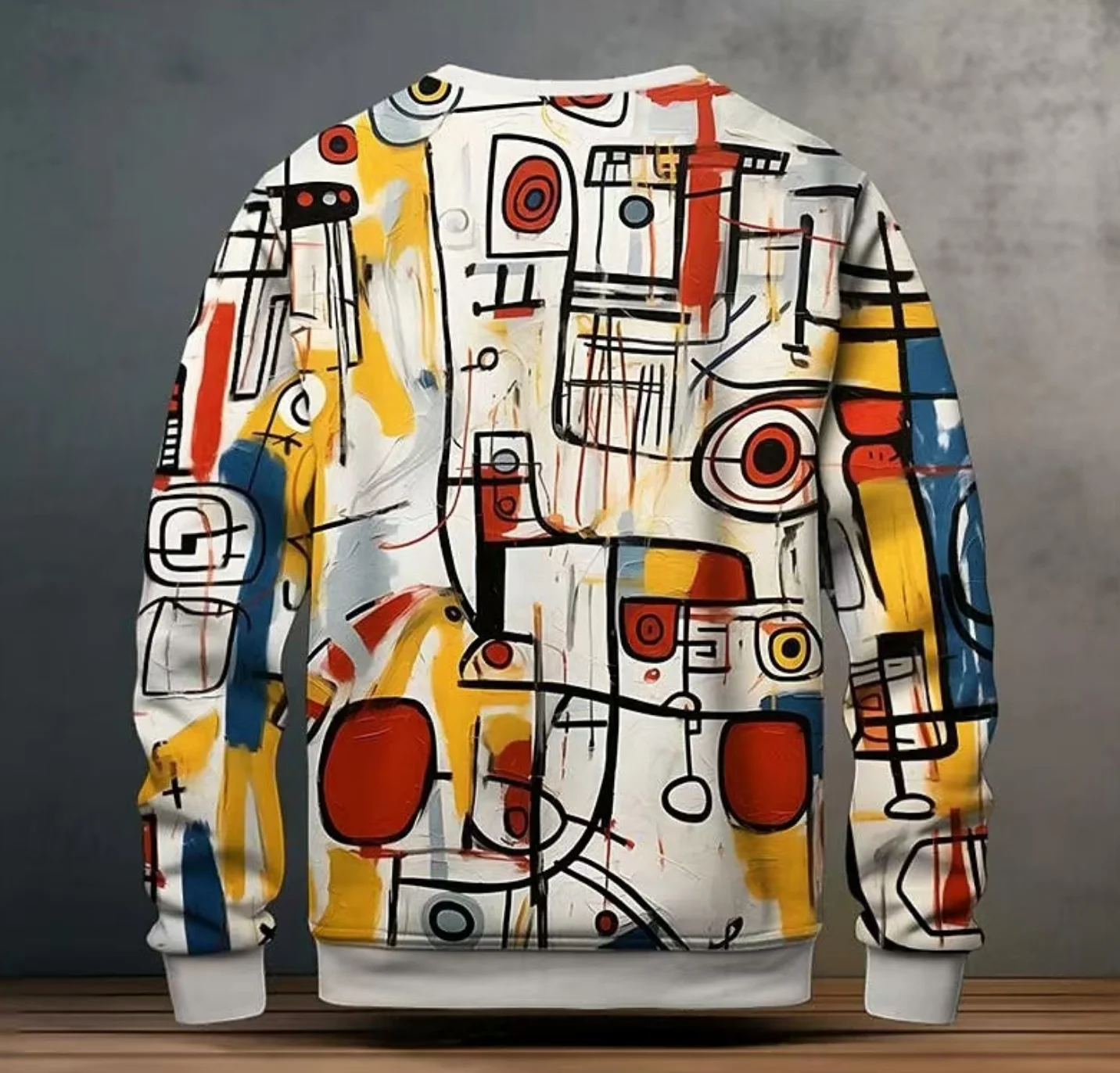 

Colorful Graffiti Pattern Hoodie For Men Abstract 3D Print Sweatshirt Autumn Long Sleeve Personality Round Neck Hoodies Pullover