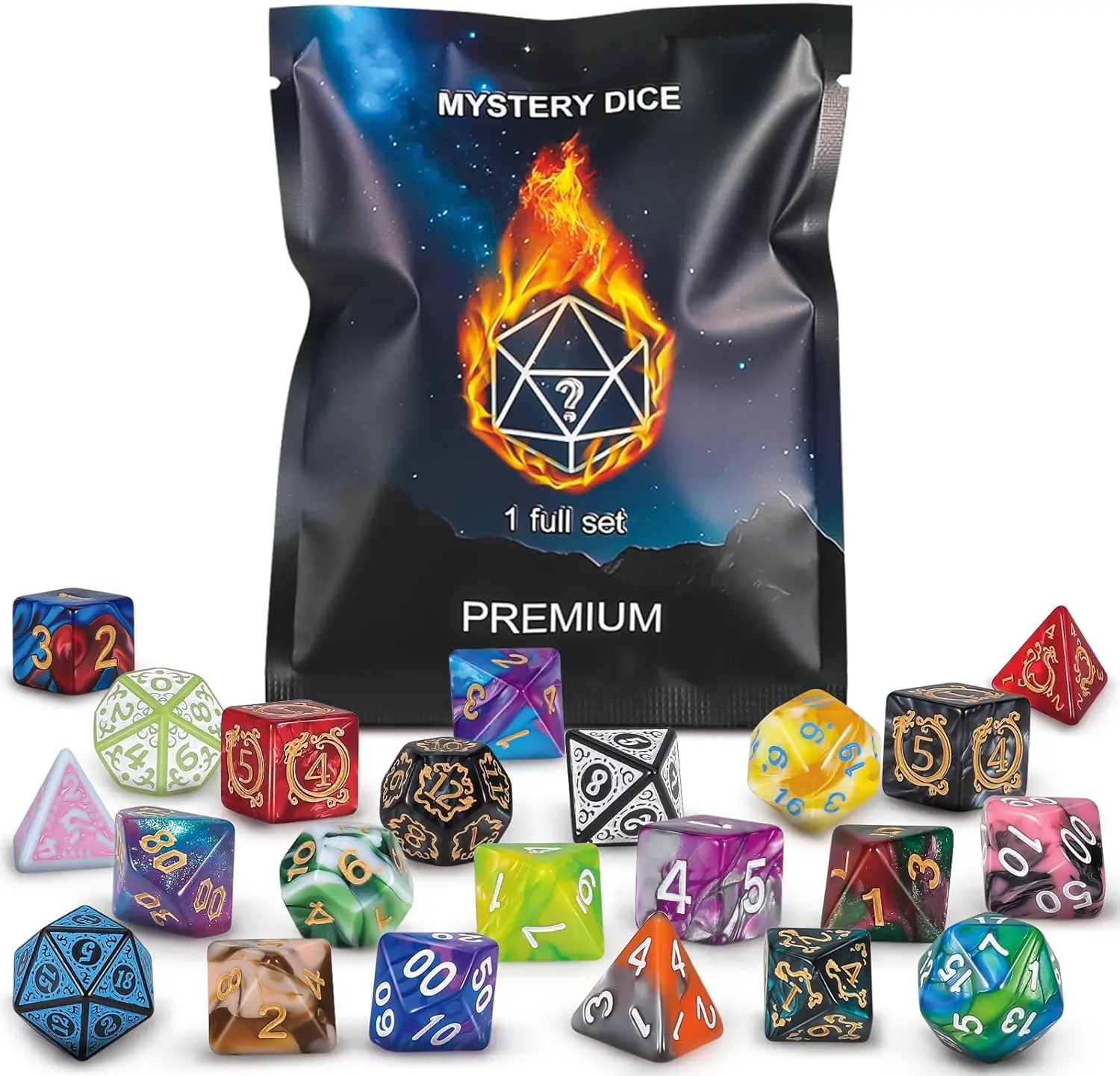 

Mystery Polyhedral Dice Set - 8PCS Random DND Dice with Bag, Perfect for Dungeons & Dragons RPG Table Games