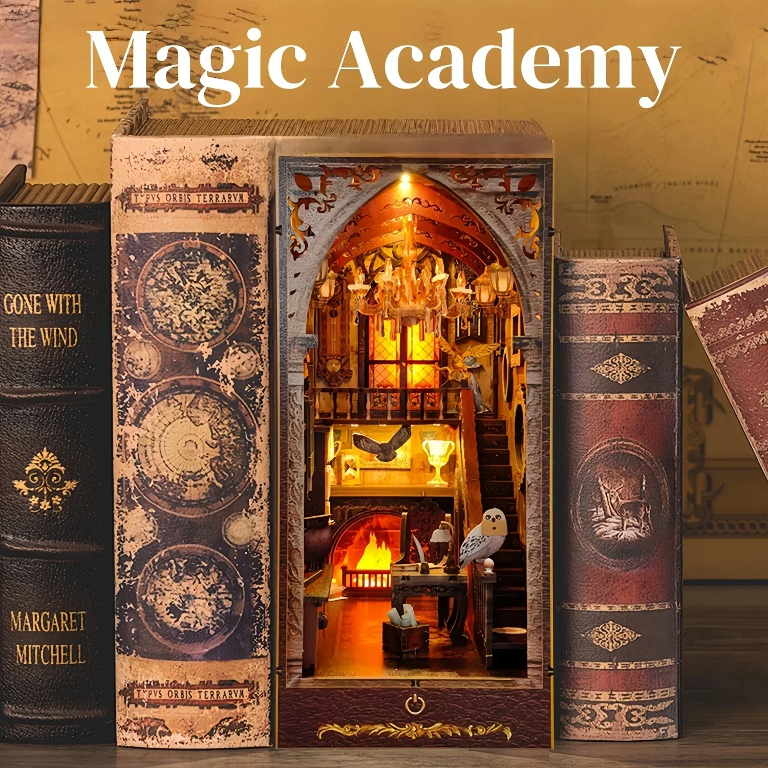 DIY Book Nook Shelf Insert Kit Magic Secret Academy Bookend Miniature Dollhouse 3D Puzzle Assembly Model for Adults Gifts Toys