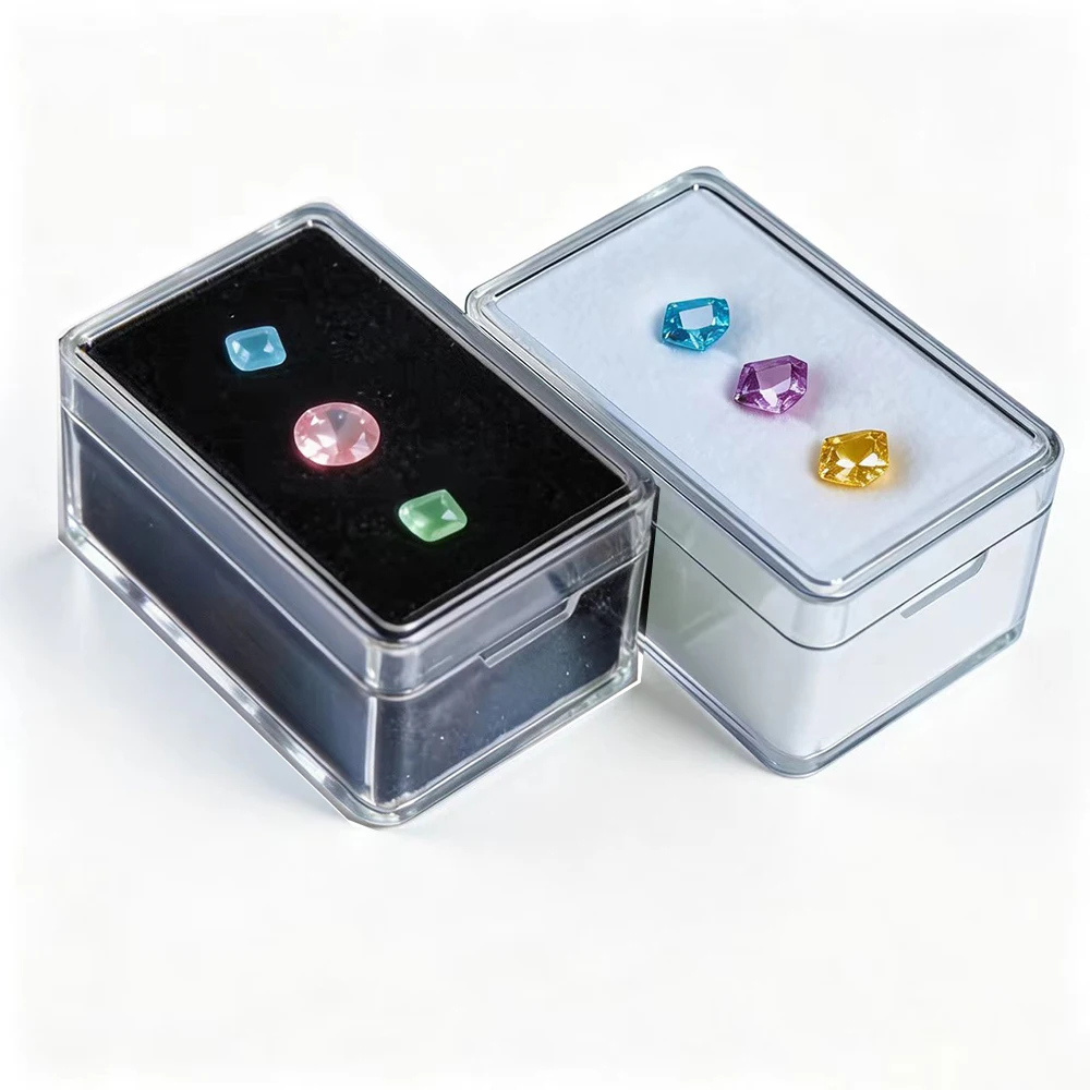 2Pcs Transparent Gemstone Storage Box Loose Diamond Diaplay Case Pendant Beads Organizer Ring Earrings Stone Gift Packaging Box