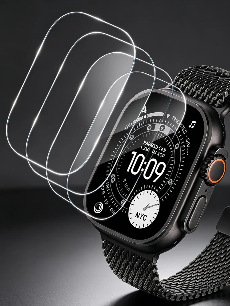Displayschutzfolie aus gehärtetem Glas für Apple Watch Ultra 4 3 2 49 mm, kratzfest, HD, vollflächige Folie, Zubehör, iWatch Series Ultra Cover