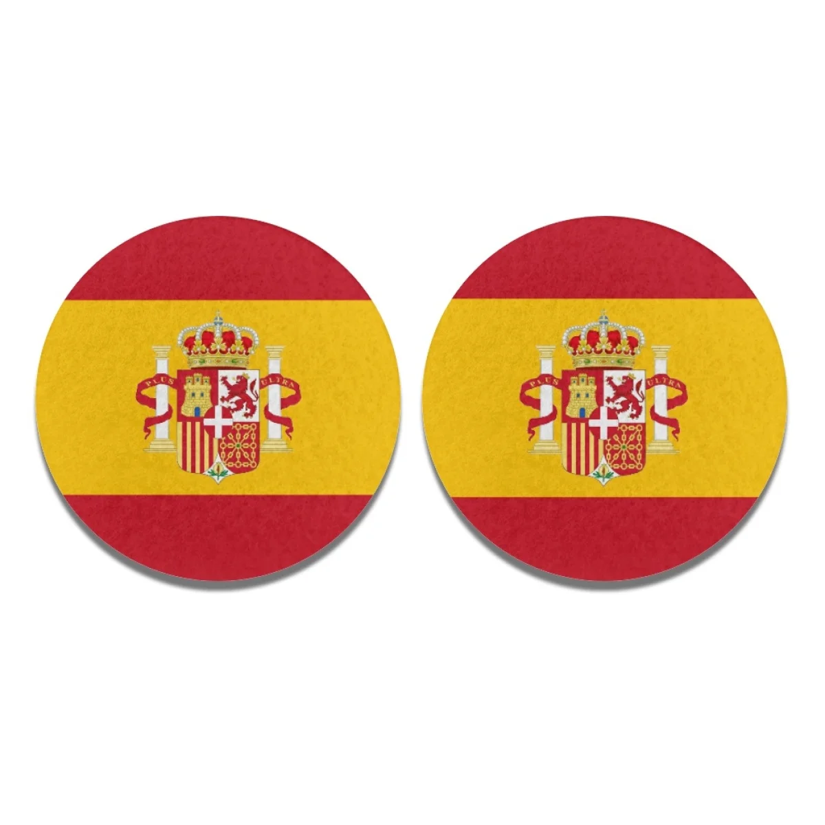 Spain Country Flag Pattern Water Coaster Polyester Soft Dirt Resistant Premium Cloth 2pcs Cup Pad Universal Fit Auto Truck Van