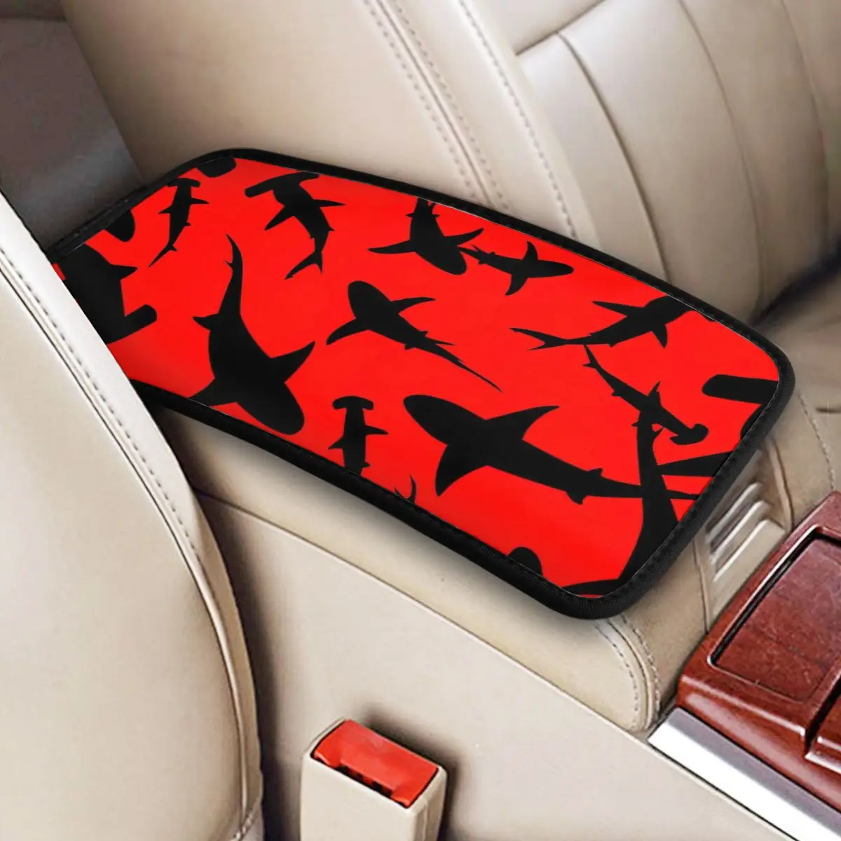 

Sharks Car Accessories Car Handrail Box Cushion Custom Print Non-slip Car Armrest Cover