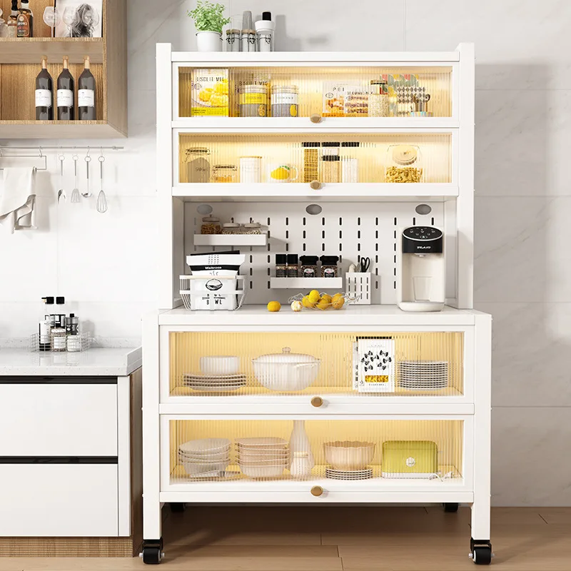 Dustproof side cabinets, shelves, multi-layer floor cabinets, small appliances, microwave ovens, multifunctional storage racks