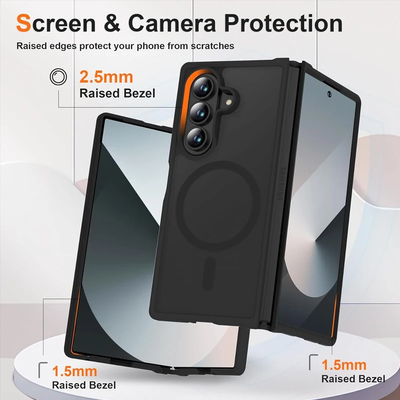 

UYUXIO для Samsung Galaxy Z Fold 7, магнитный чехол для мобильного телефона, полупрозрачные тонкие чехлы для беспроводной зарядки с магнитной задней крышкой