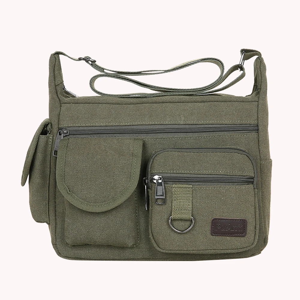 Men Travel Crossbody Bag Large Capacity Canvas Casual Messenger Bag Multifunctional Vintage Storage Bag Work School Bag for Male