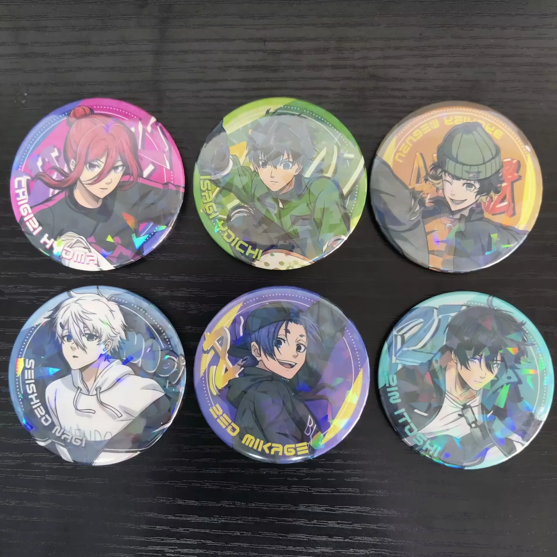 BLUE LOCK Anime Figures Bachira Meguru Seishiro Nagi Reo Mikage Cosplay New Metal Laser Badge Fashion Decor Brooch Bag Pins Toy