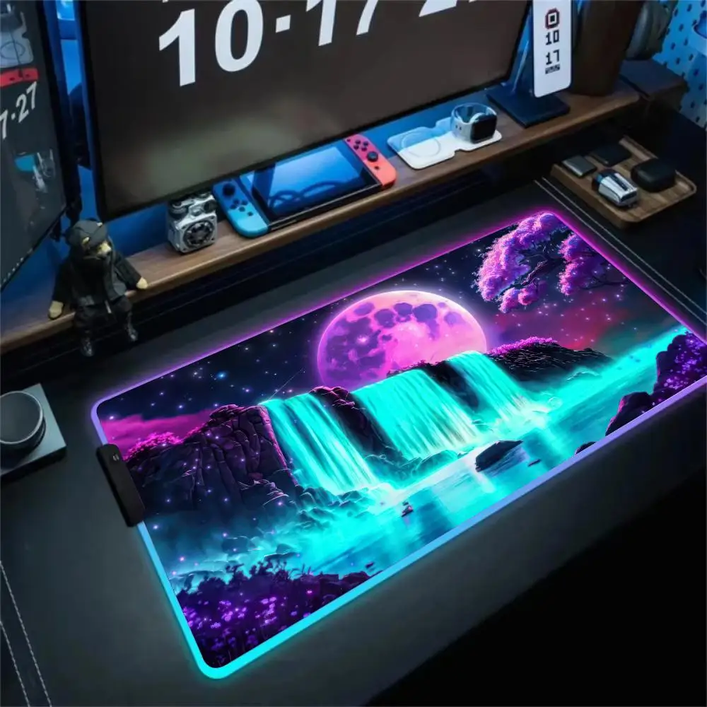 

RGB Mouse pad Mysterious fantasy world pattern design LED glow gaming mats desk mat gamer pc accessories Gaming keypad mousepad
