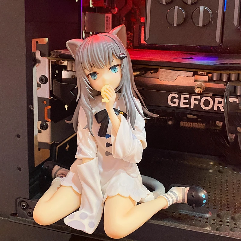 12 センチメートルアニメ Nachoneko フィギュア猫ガール座り姿勢アニメーションモデルのおもちゃギフトコレクション装​​飾装飾品 Pvc おもちゃ