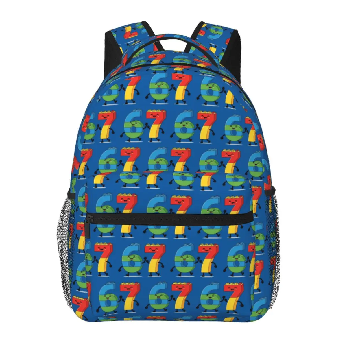 6 7 Joyful Numbers With Blocks Six Seven Backpack Student BookBag Kids School Bag Laptop Shoulder Bags for Men Women