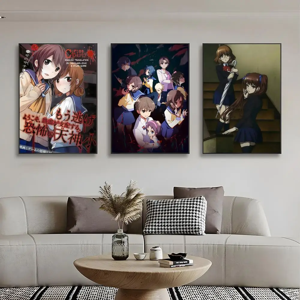 Horror Game C-Corpse Party Poster Frameless Wall Art Print, Peel-and-Stick Removable
