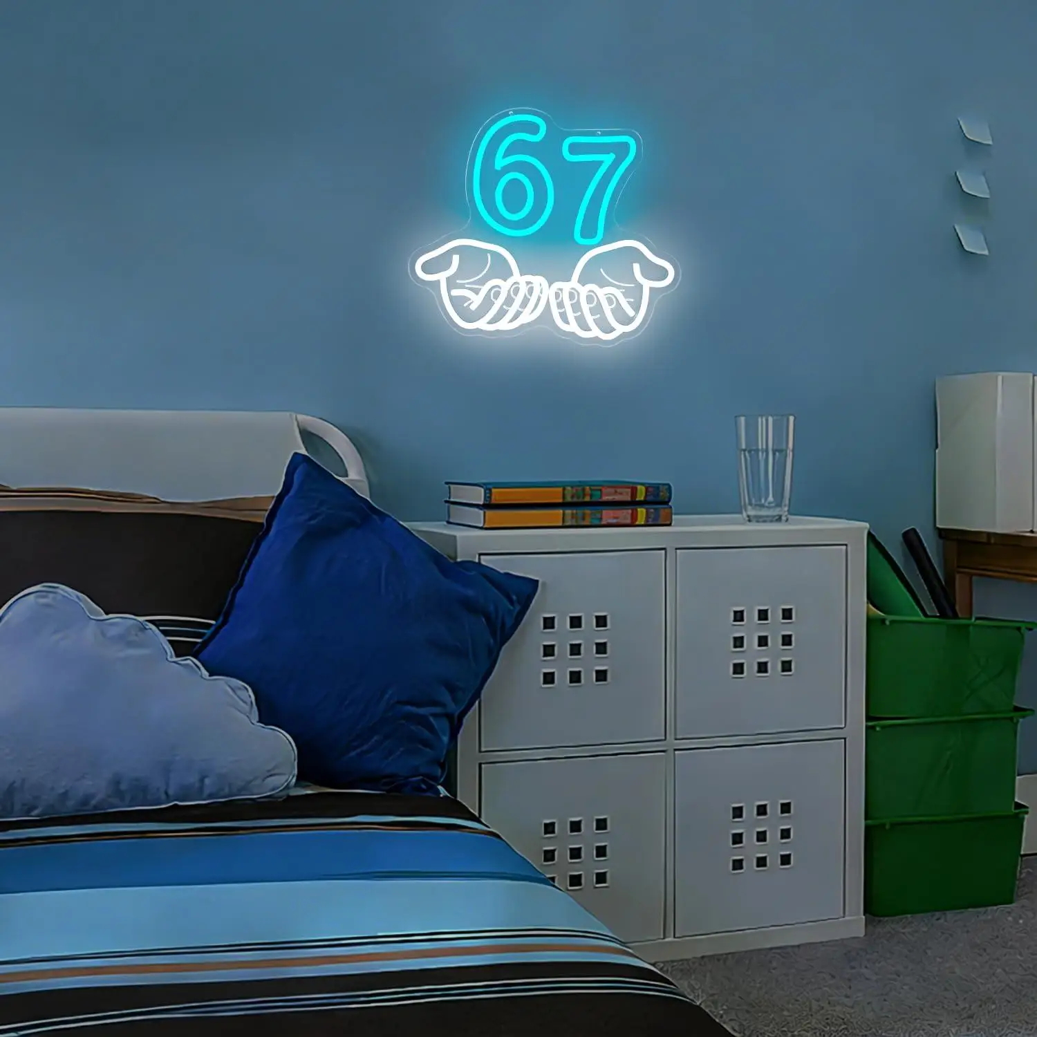 Hand Gesture 67 Neon Sign USB Dimmable LED Neon Light for Bedroom Game Room Party Trendy Wall Decor Creative Birthday Gift