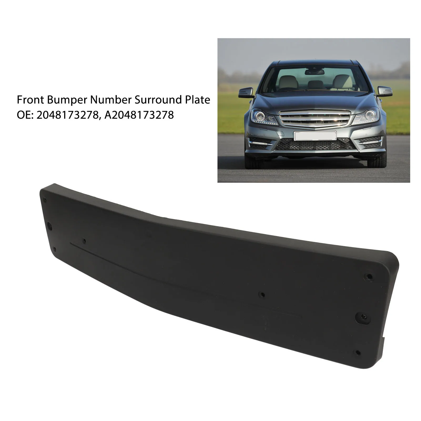 Kennzeichenhalter für die vordere Stoßstange 2048173278 Ersatz für Mercedes-Benz C-Klasse W204 AMG-Sport 2011 bis 2013 – Detail 5