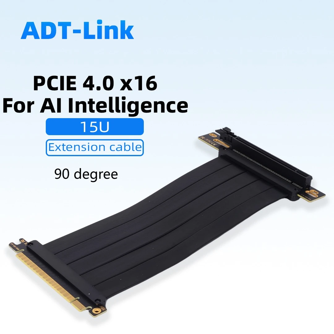 PCIE 4.0 X16 Graphics Card Extension Riser Adapter Cable 90 Degree  Gold Finger PCI-Express for GPU Server Computer 15cm / 20cm