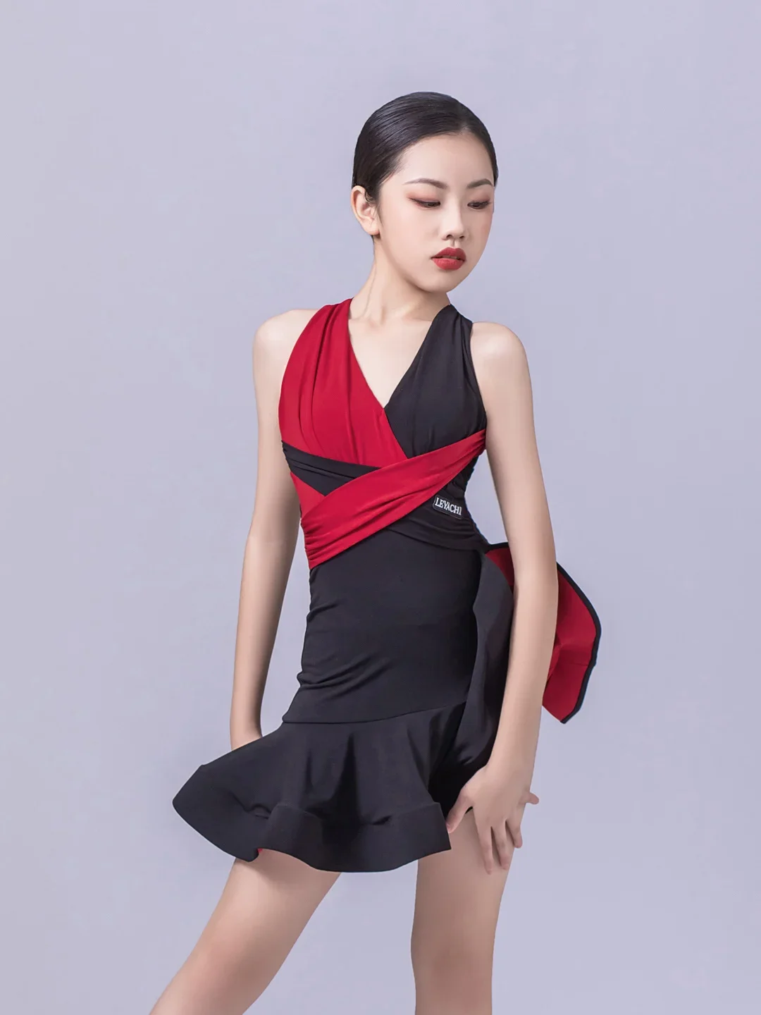 Vestido de baile latino con cuello Halter para niños, traje de competición, ropa de entrenamiento de salón de Tango de verano, vestidos de baile ChaCha para niñas YS5353