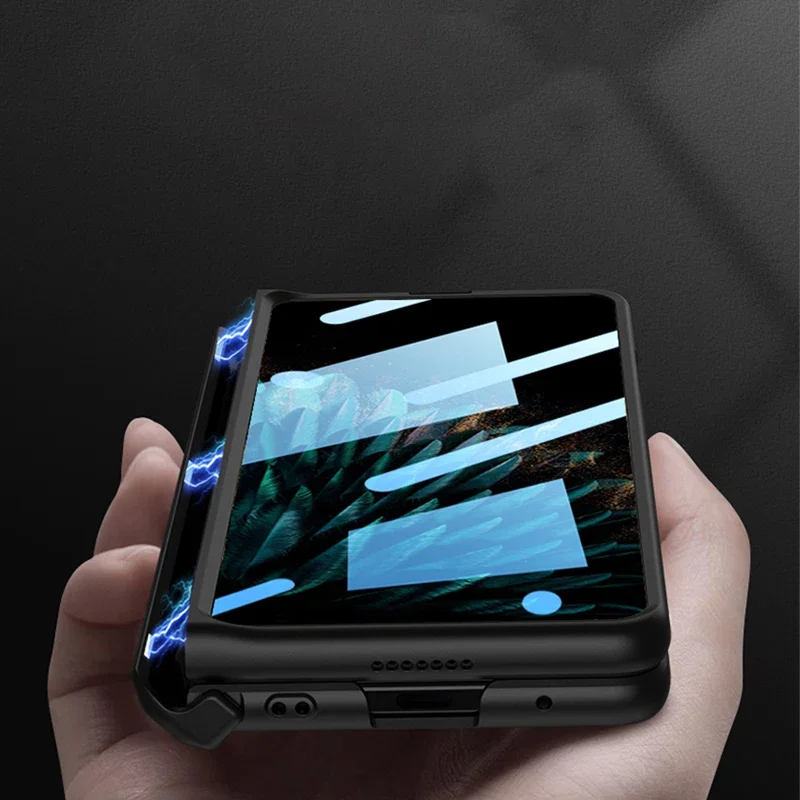 Magnetic Hinge Protection Stand Phone Cover for OPPO Find N2 Case with Screen Protector Bracket Shockproof Hard Plastic