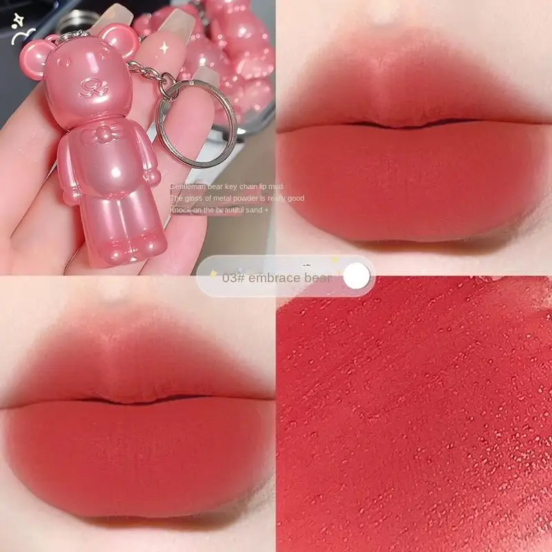 LIP♡ノベルティ ZVEV Bear Lip Mud Matte Foggy Velvet Lip Glaze Lipstick Keychain