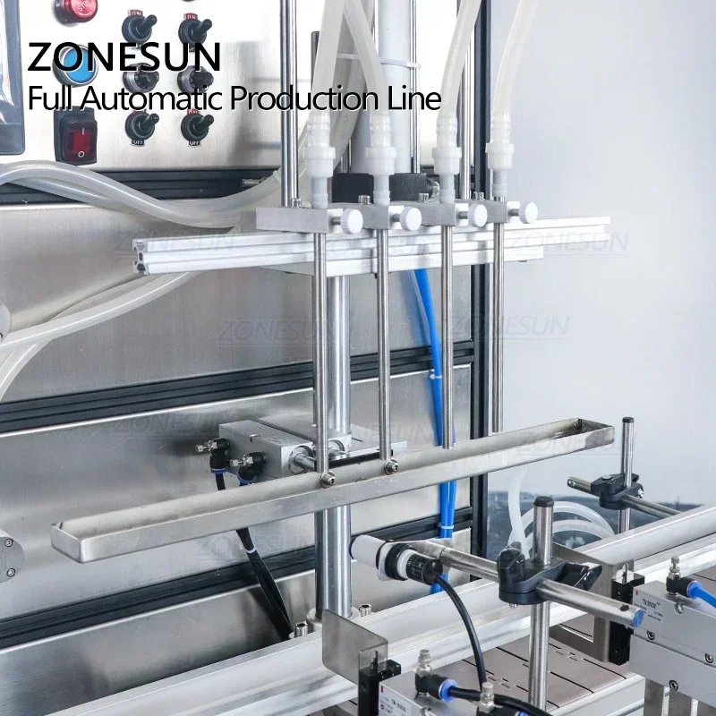 ZONESUN Máquina automática de etiquetado y tapado de llenado de bebidas líquidas de botellas de plástico redondas para línea de producción