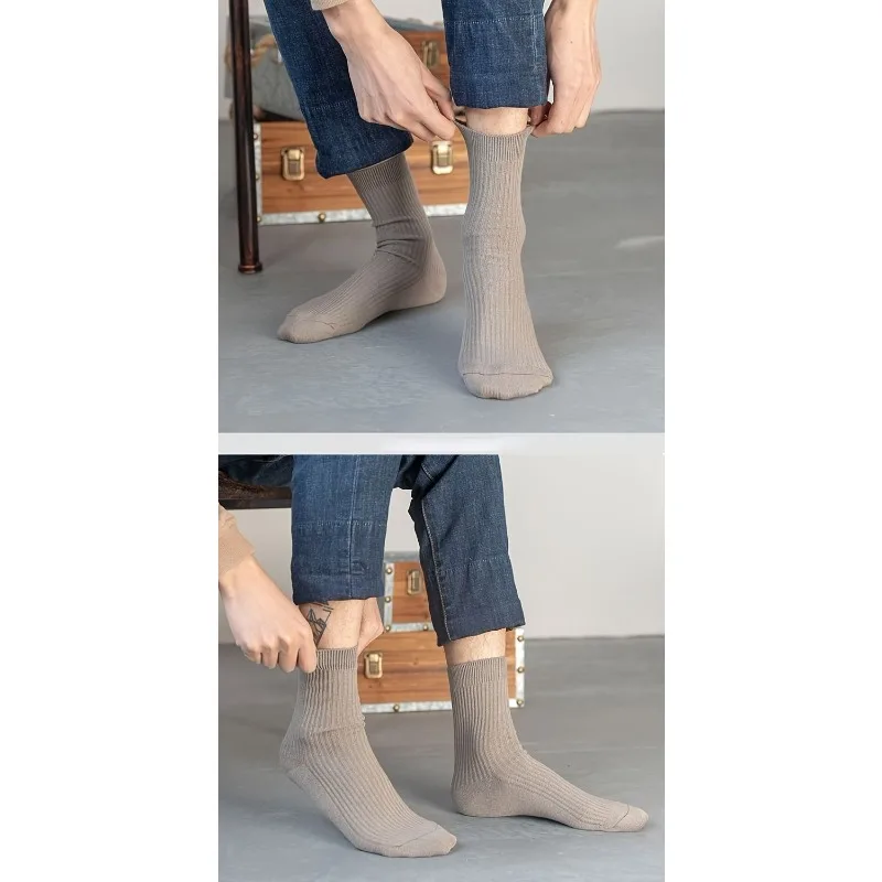 Herrensocken 5-Paar-Set – atmungsaktiv und weich, für alle Jahreszeiten geeignet, geeignet für Freizeitsport, Business-Kleider – Detail 4