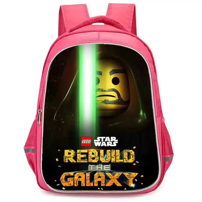 

Girls School Backpack with Double Zipper Pocket,Pink Cartoon LEGO Child School Backback,Durable 16-in Kids Bags