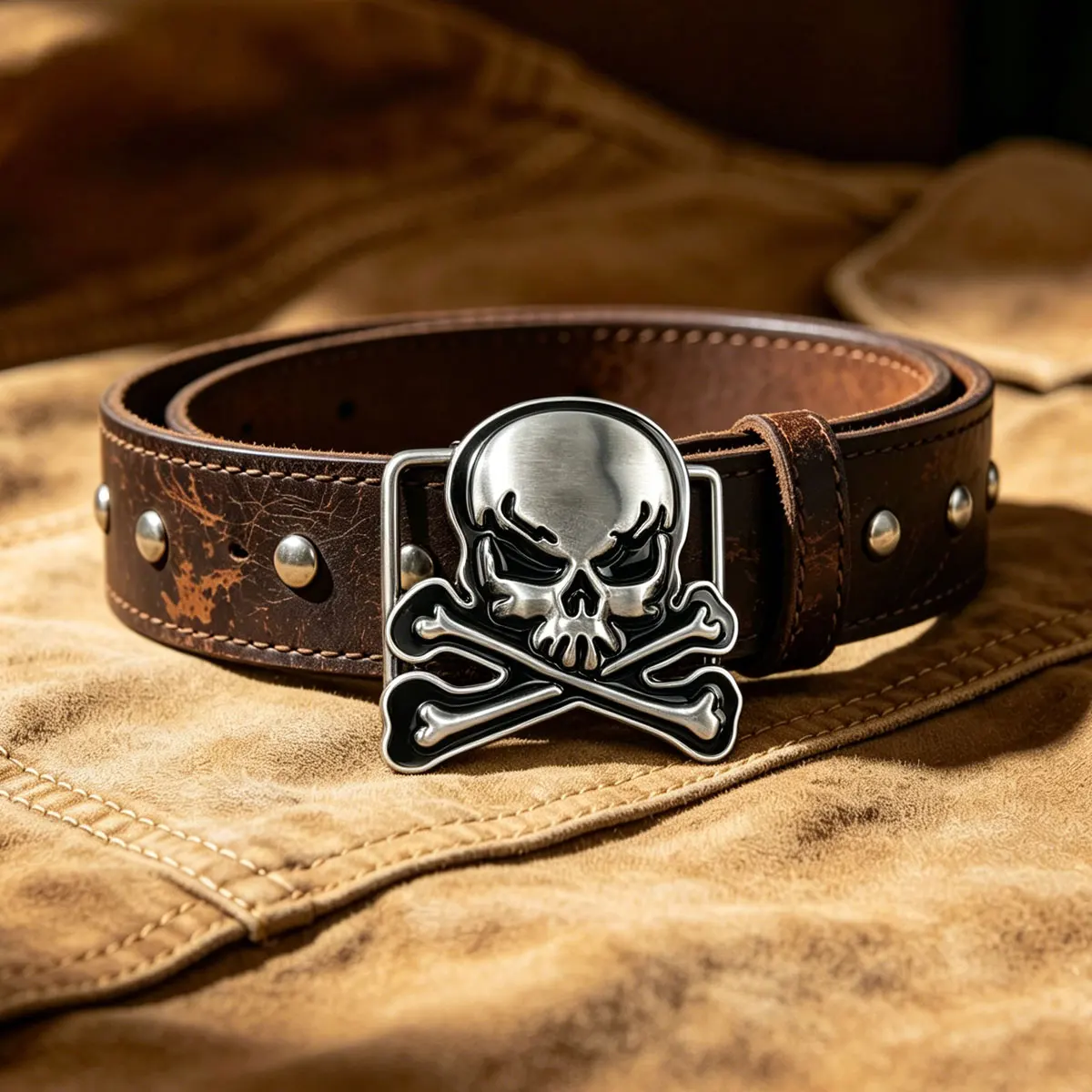 Schwarze Totenkopf-Gürtelschnalle - Retro Western Cowboy-Stil Geprägte Gürtelschnalle für Herren