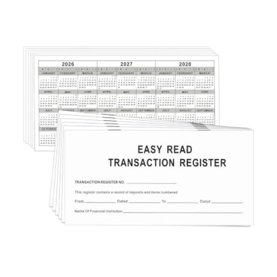 Pack Checkbook Register, Check Registers for Personal Checkbook, Thick Paper Check Register Book with Extra Wide Description Co