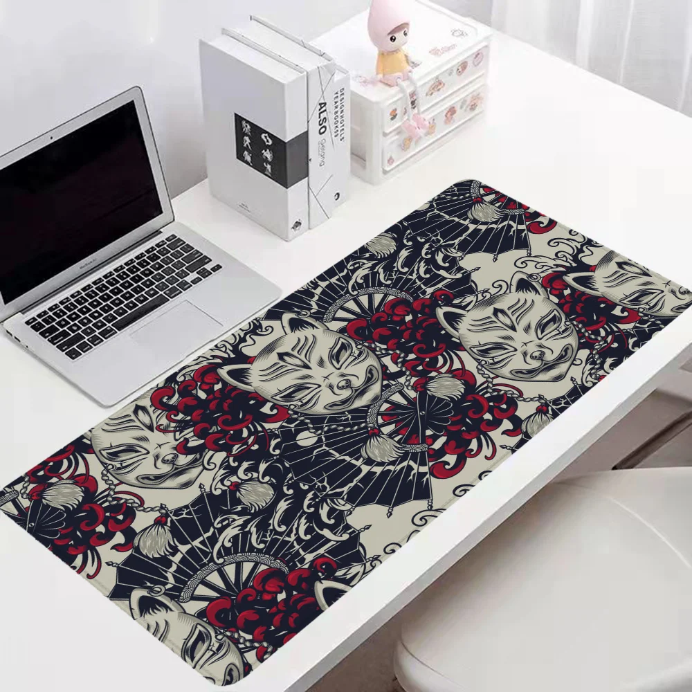 Kitsune Mask Mause Pad Gaming Mat Mouse Mats Desk Accessories Office Desktops Mousepad Gamer 900x400 Keyboard Extended Xxl Setup