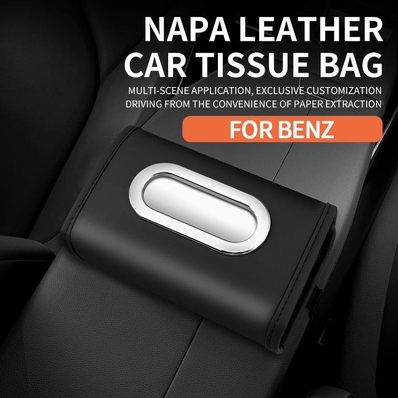 Hanging Premium Car Interior Tissue Box For Mercedes Benz GLE63 CLS63 GLC63 W204 AMG Large Capacity Tissue Organizer Bag view 4