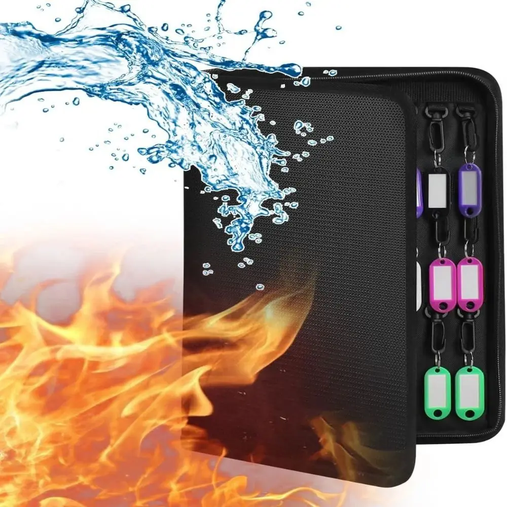 Smooth Zipper Design Portable Key Storage Box Fire Resistant Material Waterproof Material Fireproof Key Organizer Bag